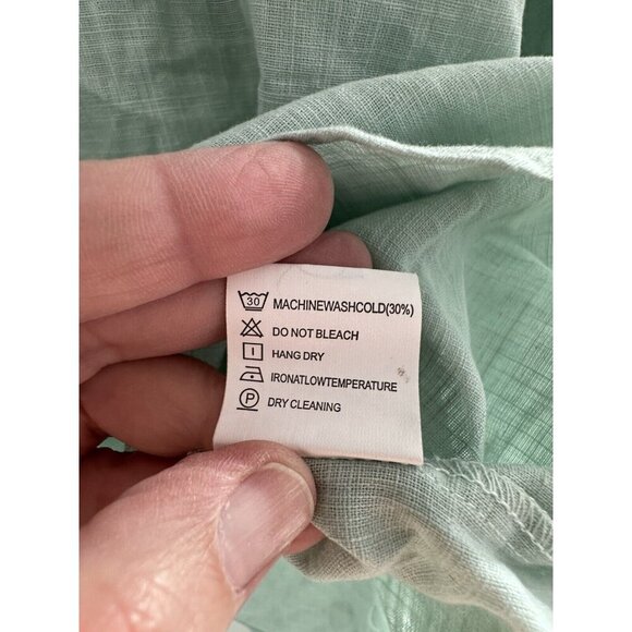 Mens Henley Shirt Size XXL Green Long Sleeve 100% Cotton Light Beachy Comfort - Picture 8 of 8